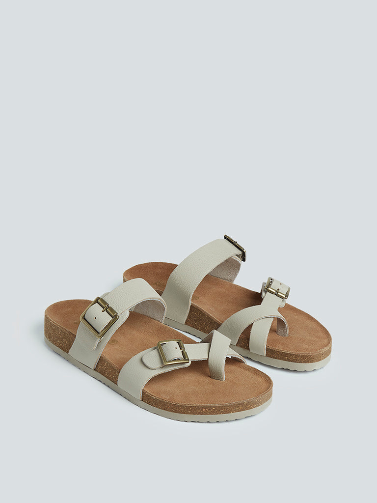 SOLEPLAY Taupe Suede Leather Comfort Sandals